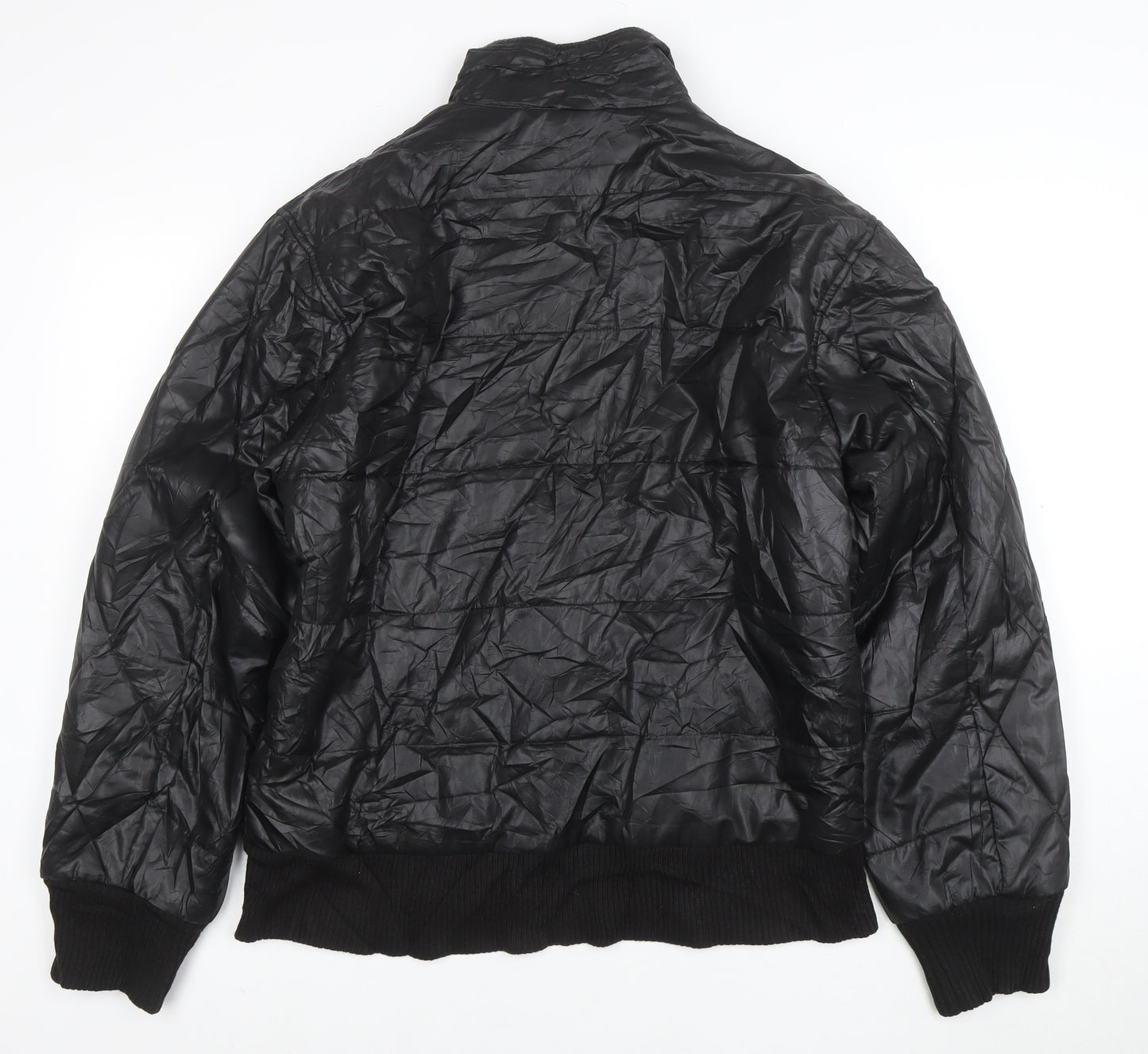 Puma Womens Black Quilted Bomber Jacket Size L Full Zip