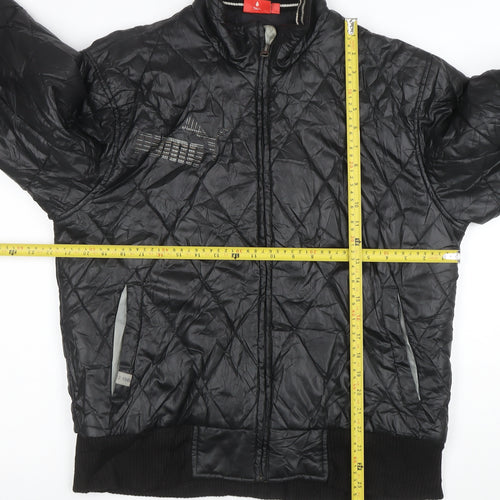 Puma Womens Black Quilted Bomber Jacket Size L Full Zip