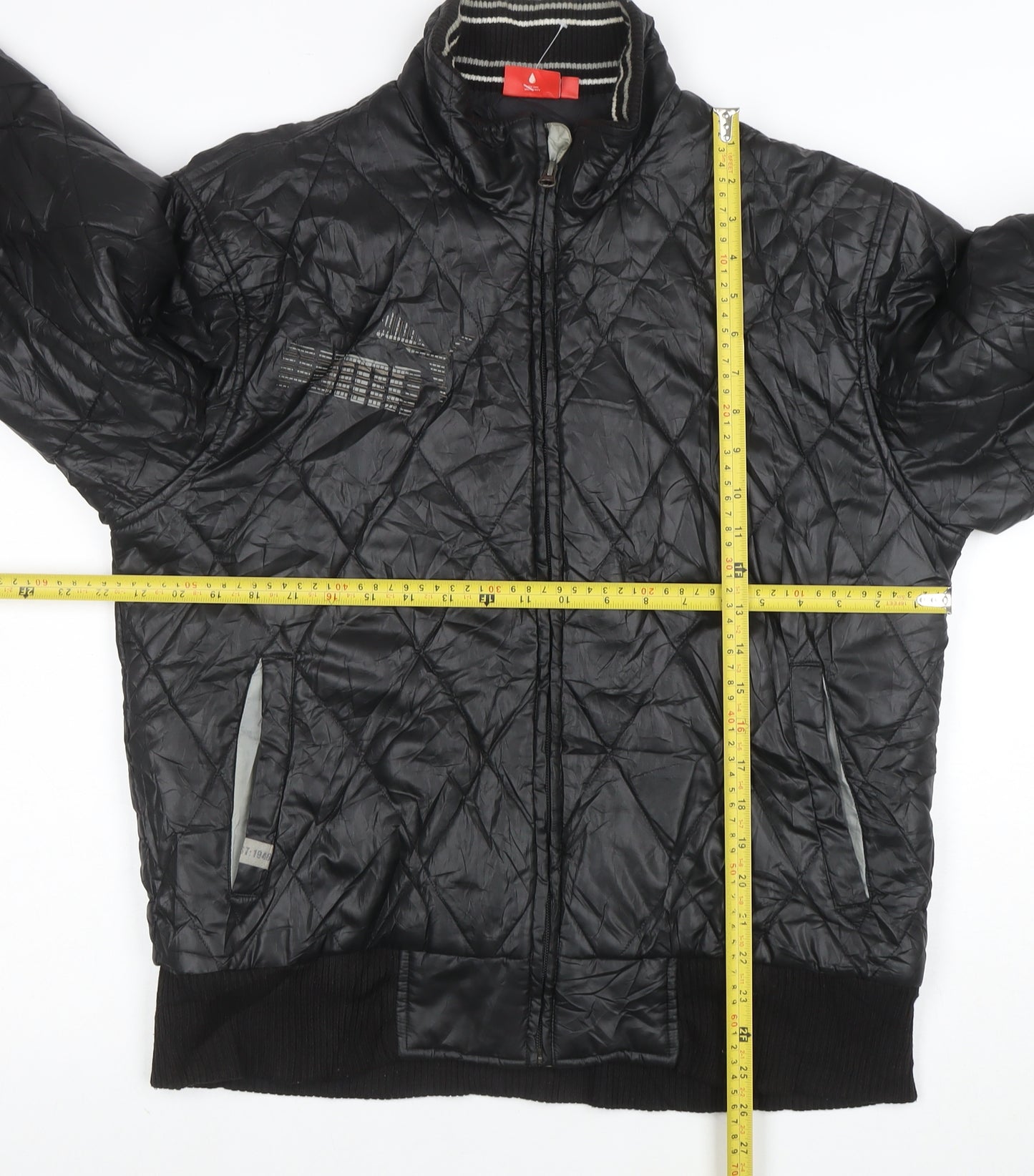 Puma Womens Black Quilted Bomber Jacket Size L Full Zip