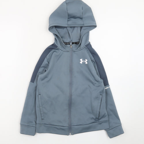 Under Armour Boys Blue Full Zip Hoodie Youth Small Polyester Sportswear