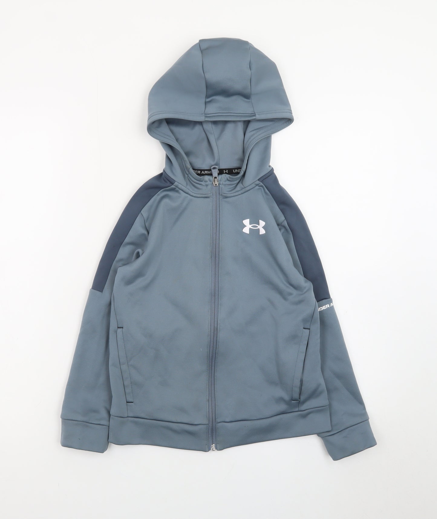 Under Armour Boys Blue Full Zip Hoodie Youth Small Polyester Sportswear