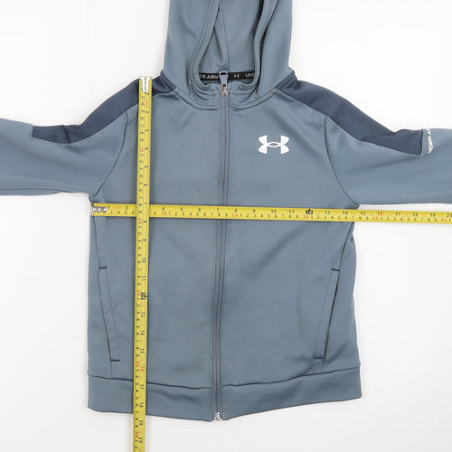 Under Armour Boys Blue Full Zip Hoodie Youth Small Polyester Sportswear