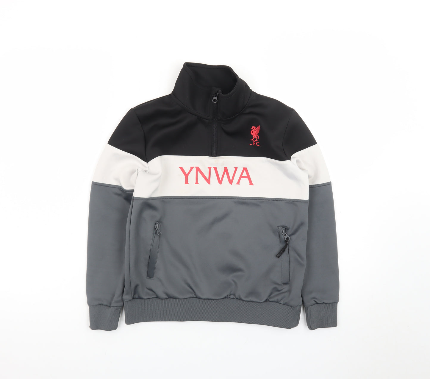 Liverpool FC Boys Grey Colourblock 1/4 Zip Sweatshirt 9-10 Years