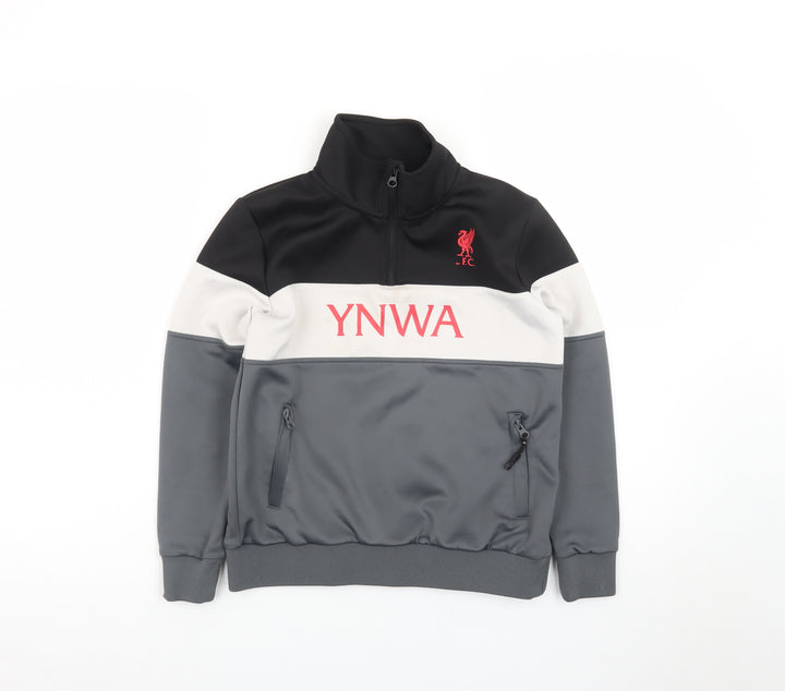 Liverpool FC Boys Grey Colourblock 1/4 Zip Sweatshirt 9-10 Years
