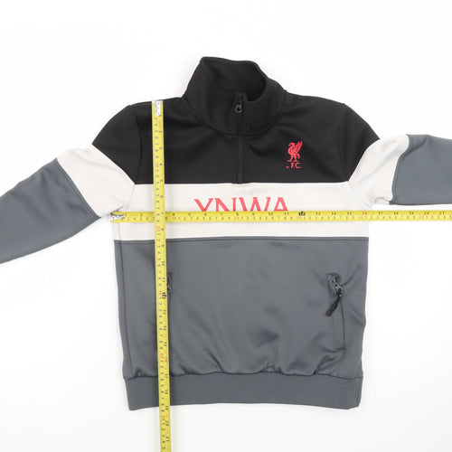 Liverpool FC Boys Grey Colourblock 1/4 Zip Sweatshirt 9-10 Years