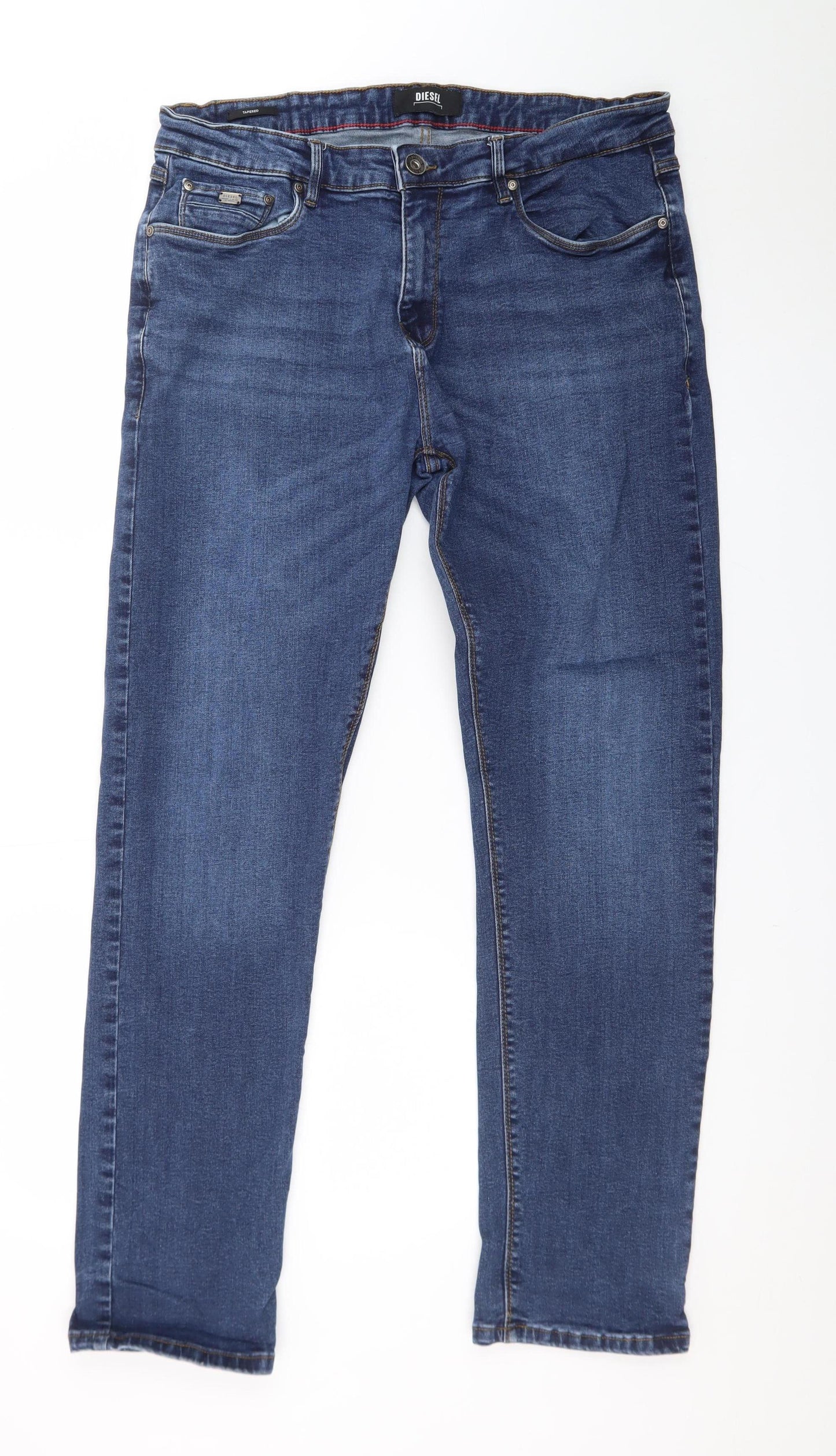 Diesel Men's Blue 34x32 Straight Fit Stretch Denim Jeans