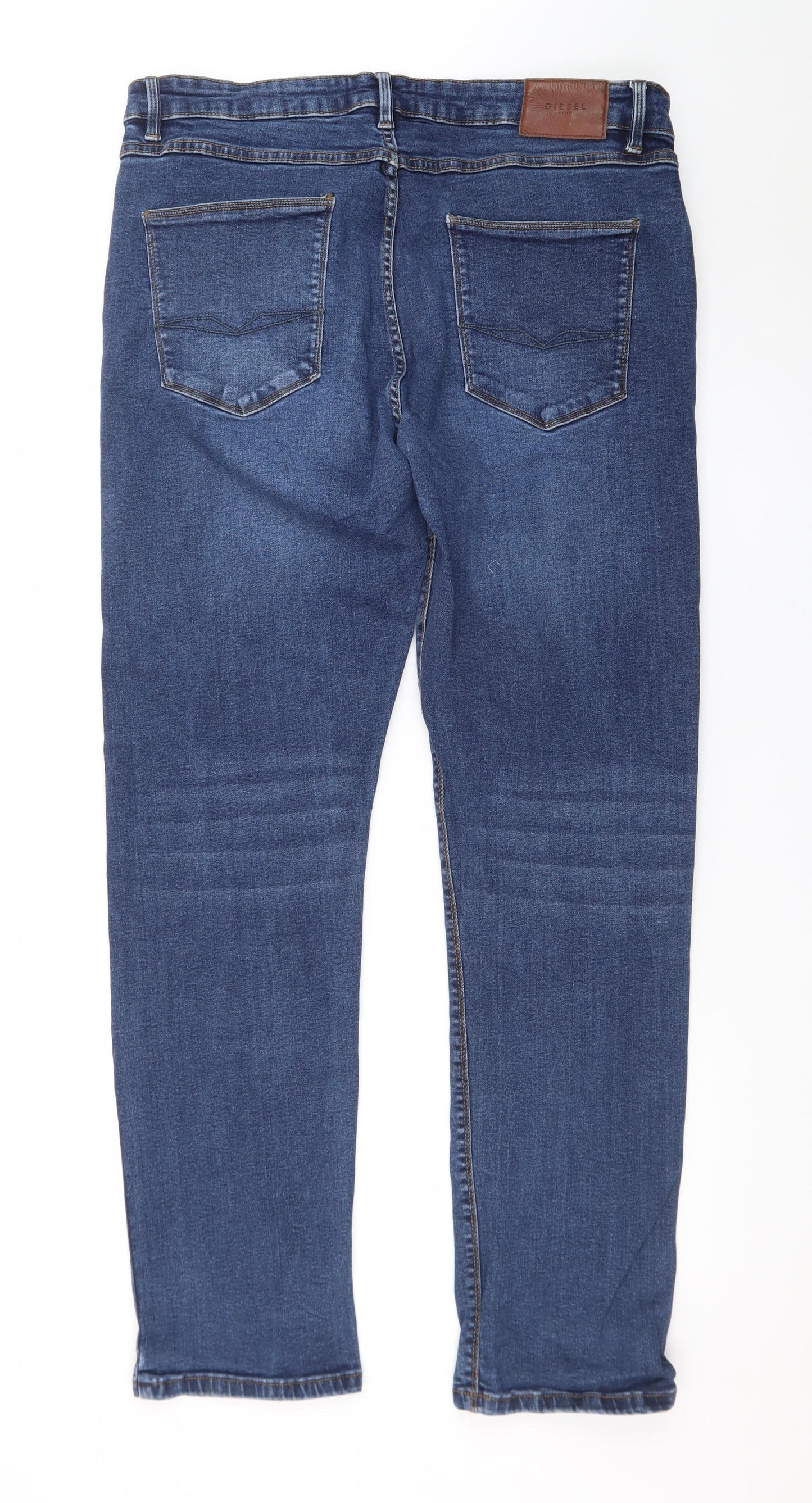 Diesel Men's Blue 34x32 Straight Fit Stretch Denim Jeans