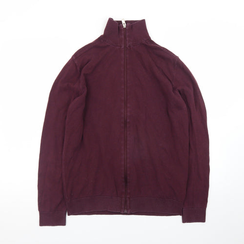SELECTED HOMME Men's Purple Full Zip Cotton Jumper M