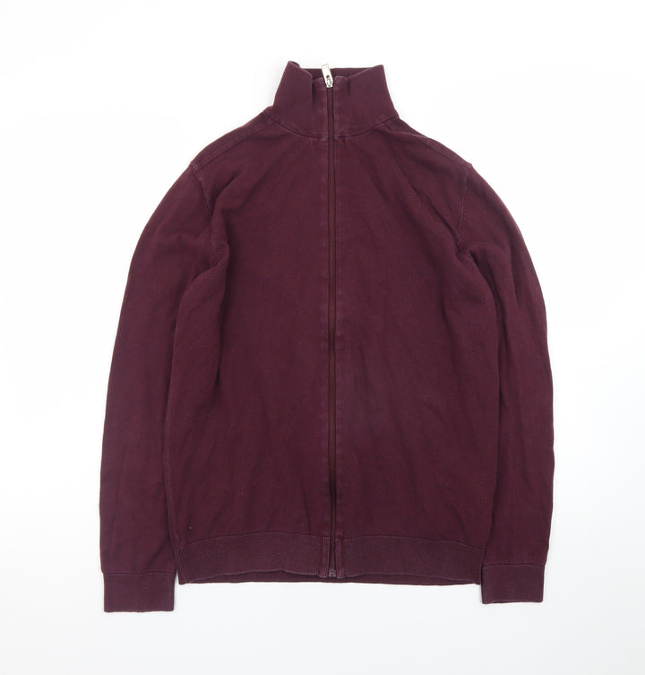SELECTED HOMME Men's Purple Full Zip Cotton Jumper M