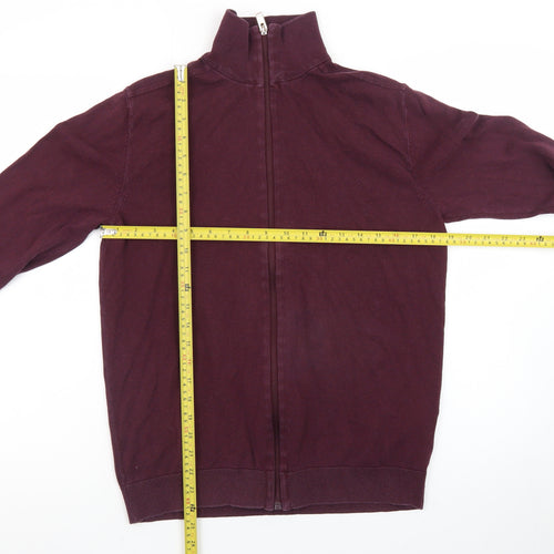 SELECTED HOMME Men's Purple Full Zip Cotton Jumper M