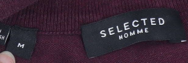 SELECTED HOMME Men's Purple Full Zip Cotton Jumper M