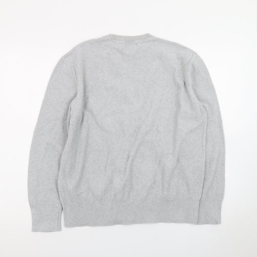 ZARA Men's Grey Wool Blend Crew Neck Jumper Size L