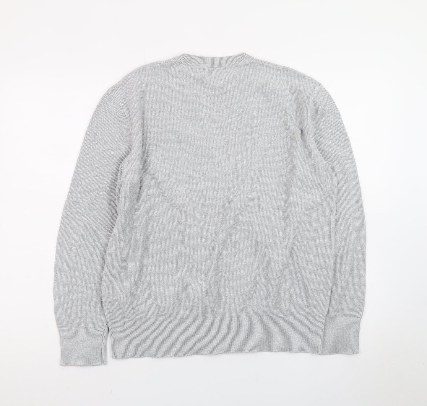 ZARA Men's Grey Wool Blend Crew Neck Jumper Size L