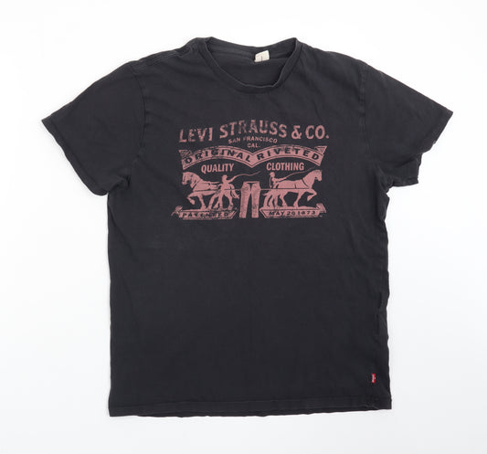 Levi's Men's Black Graphic Logo T-Shirt Size M Classic Cotton