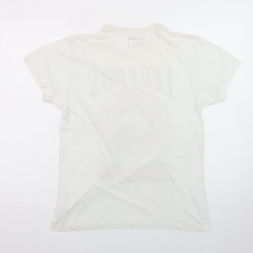 Cedar Wood State Men's White Graphic Print Motorcycle T-Shirt Size S
