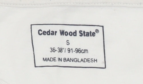 Cedar Wood State Men's White Graphic Print Motorcycle T-Shirt Size S