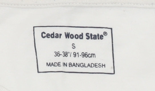 Cedar Wood State Men's White Graphic Print Motorcycle T-Shirt Size S