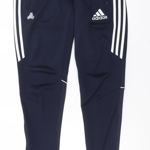 Adidas Men's Navy XS Jogger Sweatpants with Ankle Zip and Stripes