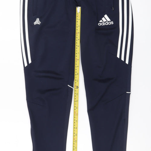 Adidas Men's Navy XS Jogger Sweatpants with Ankle Zip and Stripes