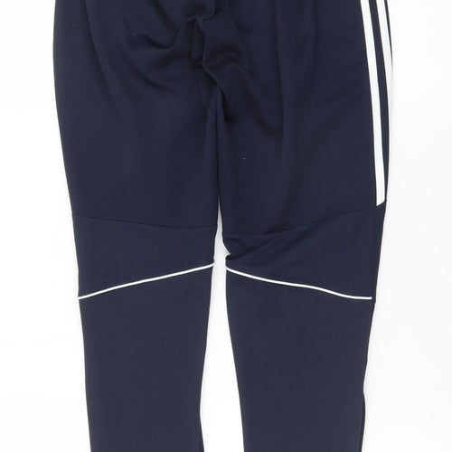Adidas Men's Navy XS Jogger Sweatpants with Ankle Zip and Stripes