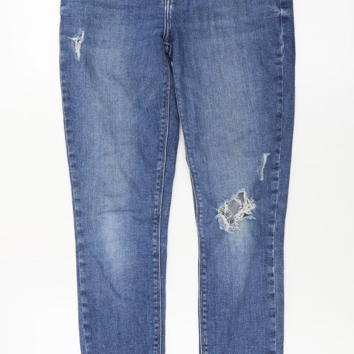 River Island Women Blue Size 10 Skinny Distressed Denim Jeans