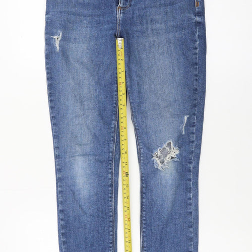 River Island Women Blue Size 10 Skinny Distressed Denim Jeans