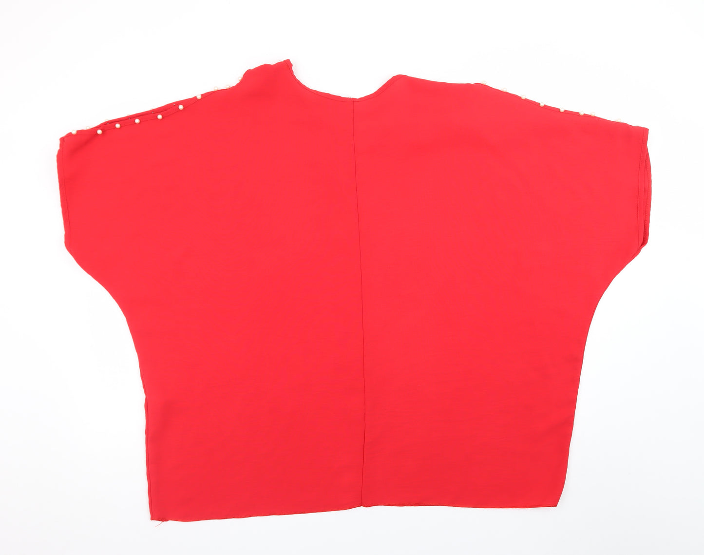 LA LUNA Womens Red Beaded Dolman Sleeve Blouse One Size
