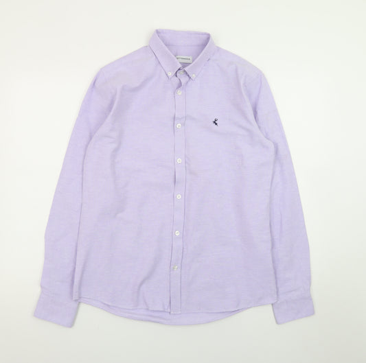 Ottomoda Men's Purple Button-Down Long Sleeve Dress Shirt M