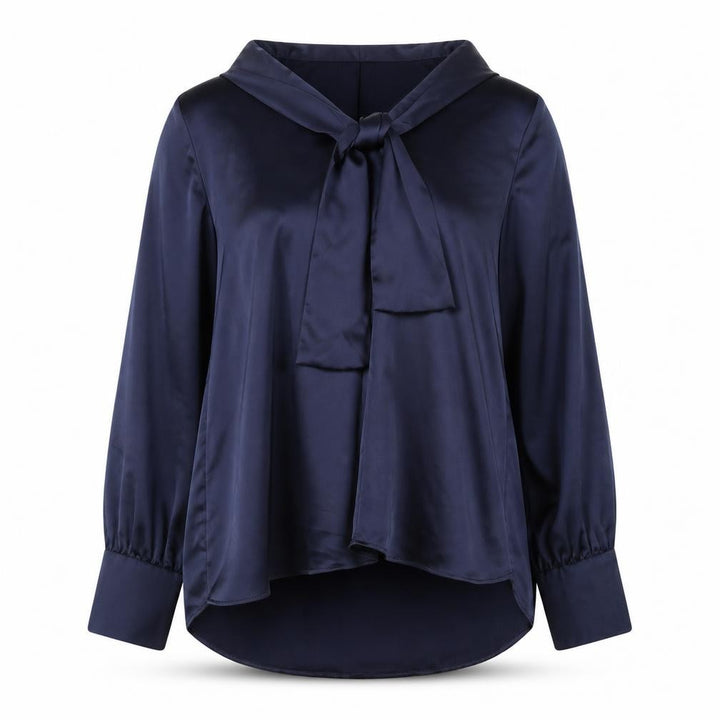 F&F Women’s Navy Blue Long Sleeve Bow Neck Blouse UK 14 Polyester