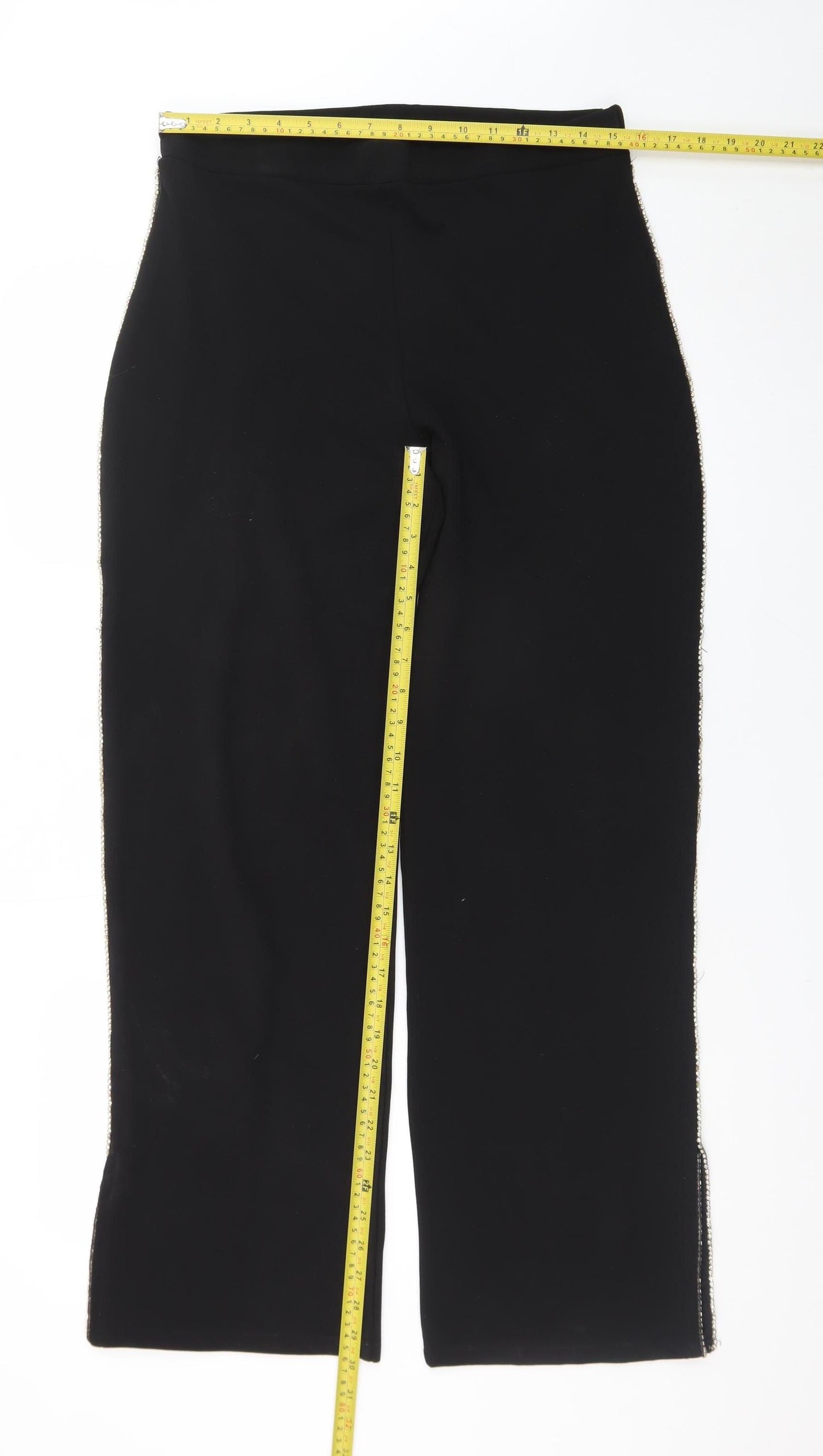 Quiz Women’s Black Size 14 High Rise Slim Fit Zip Trousers