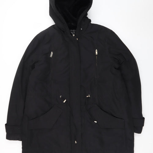 Papaya Women's Black Hooded Parka Coat Size 16 Lined Winter Jacket
