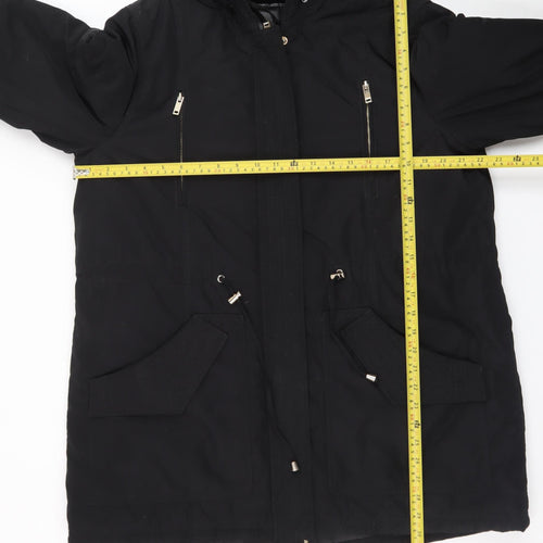 Papaya Women's Black Hooded Parka Coat Size 16 Lined Winter Jacket
