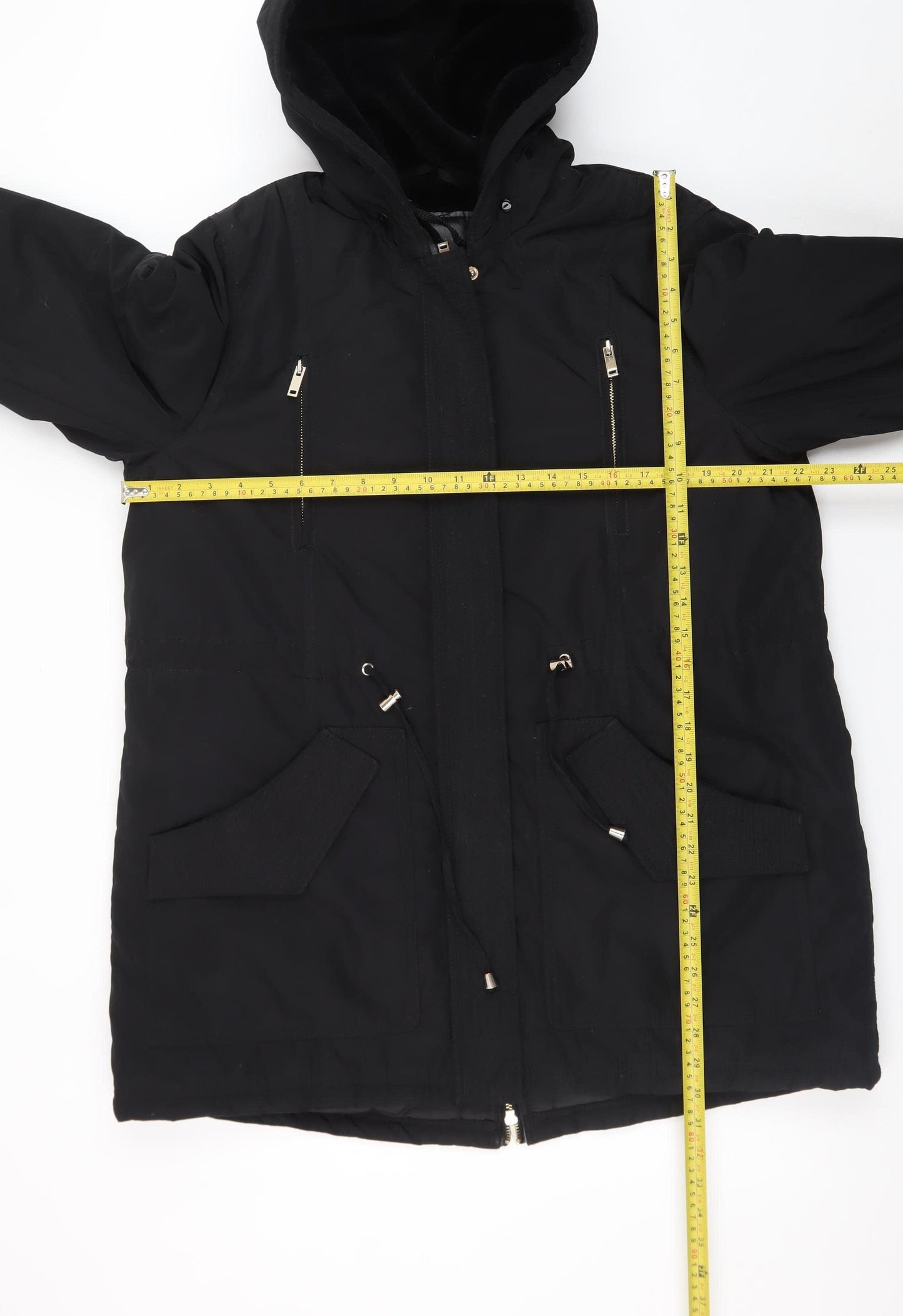 Papaya Women's Black Hooded Parka Coat Size 16 Lined Winter Jacket