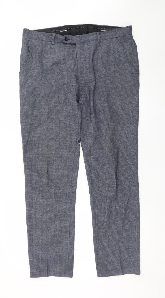 Remus Uomo Men's Grey Check Slim Fit Dress Pants 42R
