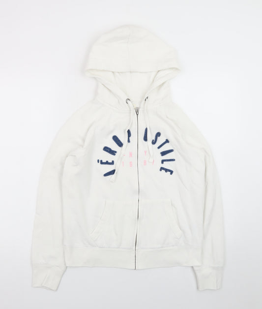 Aeropostale Women's White Full Zip Hoodie Size M Cotton Blend