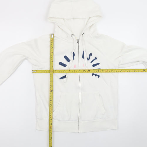 Aeropostale Women's White Full Zip Hoodie Size M Cotton Blend