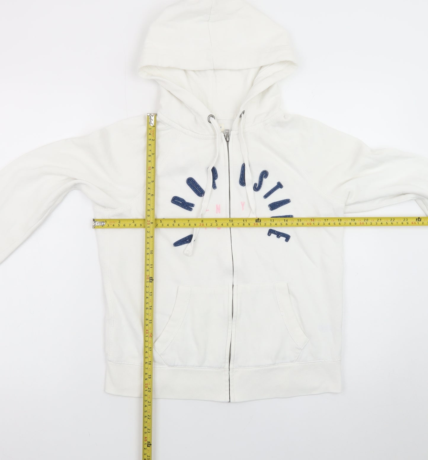 Aeropostale Women's White Full Zip Hoodie Size M Cotton Blend