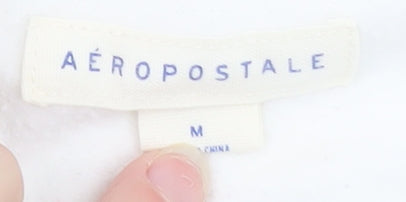 Aeropostale Women's White Full Zip Hoodie Size M Cotton Blend