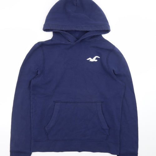 Hollister Men's Blue Pullover Hoodie L Long Sleeve Logo Top