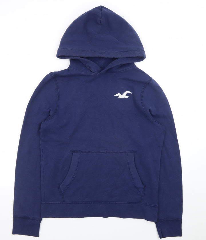 Hollister Men's Blue Pullover Hoodie L Long Sleeve Logo Top
