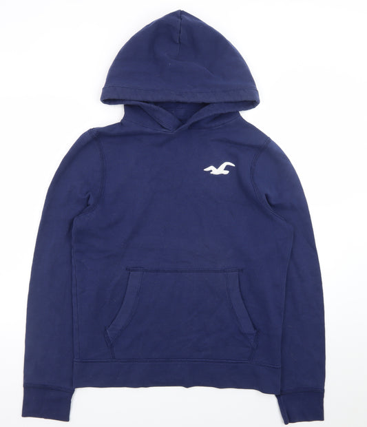 Hollister Men's Blue Pullover Hoodie L Long Sleeve Logo Top