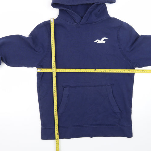 Hollister Men's Blue Pullover Hoodie L Long Sleeve Logo Top