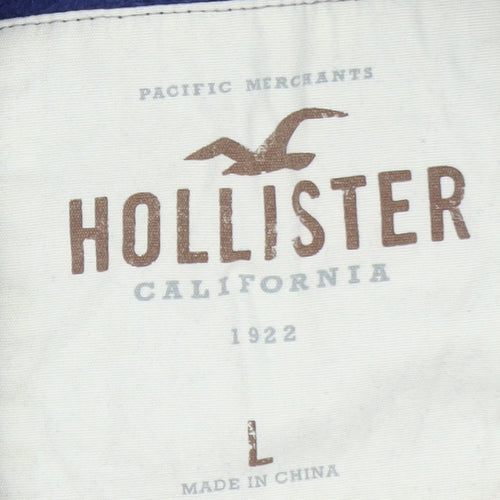 Hollister Men's Blue Pullover Hoodie L Long Sleeve Logo Top