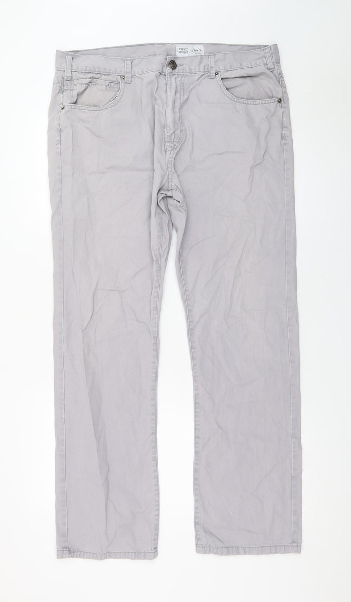 Denim Co Men's Grey Chino Trousers W36 L32 Regular Fit