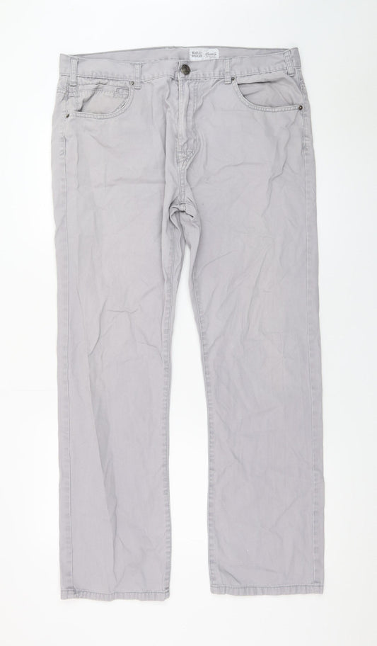 Denim Co Men's Grey Chino Trousers W36 L32 Regular Fit