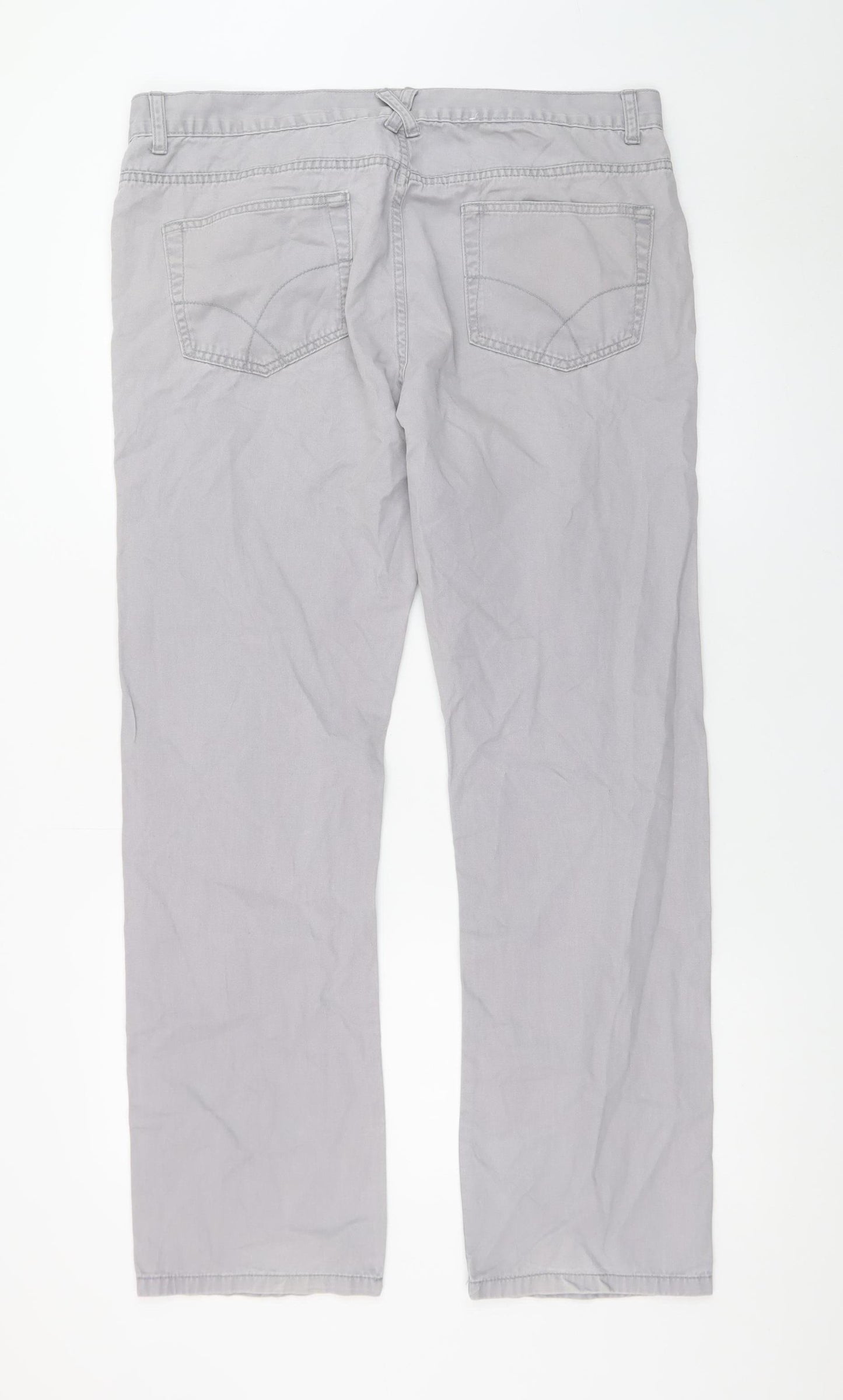 Denim Co Men's Grey Chino Trousers W36 L32 Regular Fit