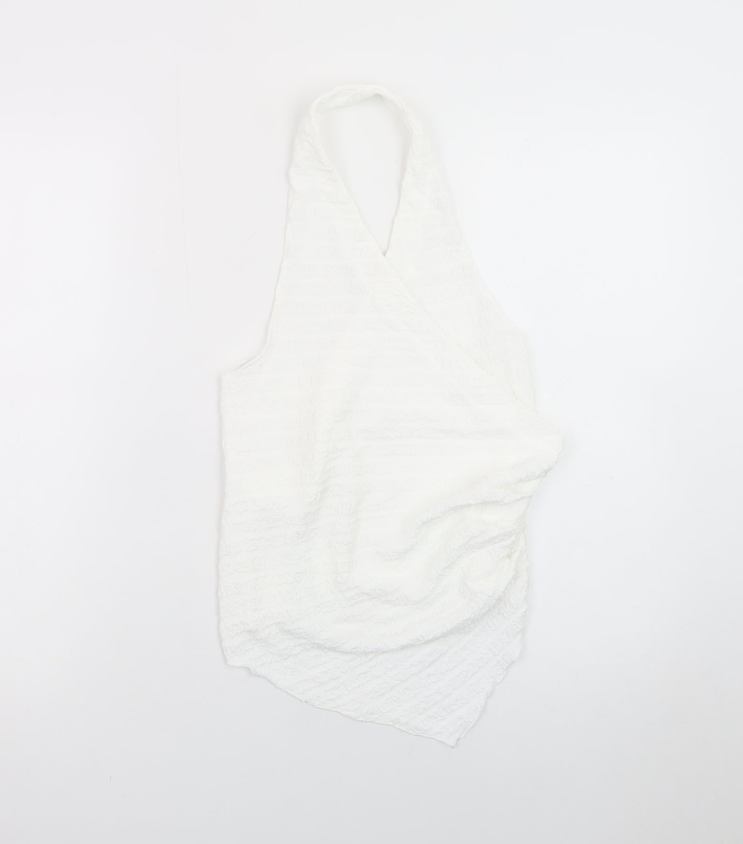Pull&Bear Women's White Halter Neck Cotton Camisole Top Size 8