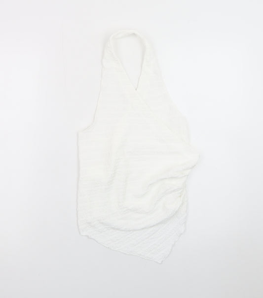 Pull&Bear Women's White Halter Neck Cotton Camisole Top Size 8