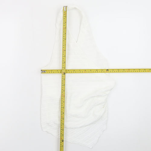 Pull&Bear Women's White Halter Neck Cotton Camisole Top Size 8