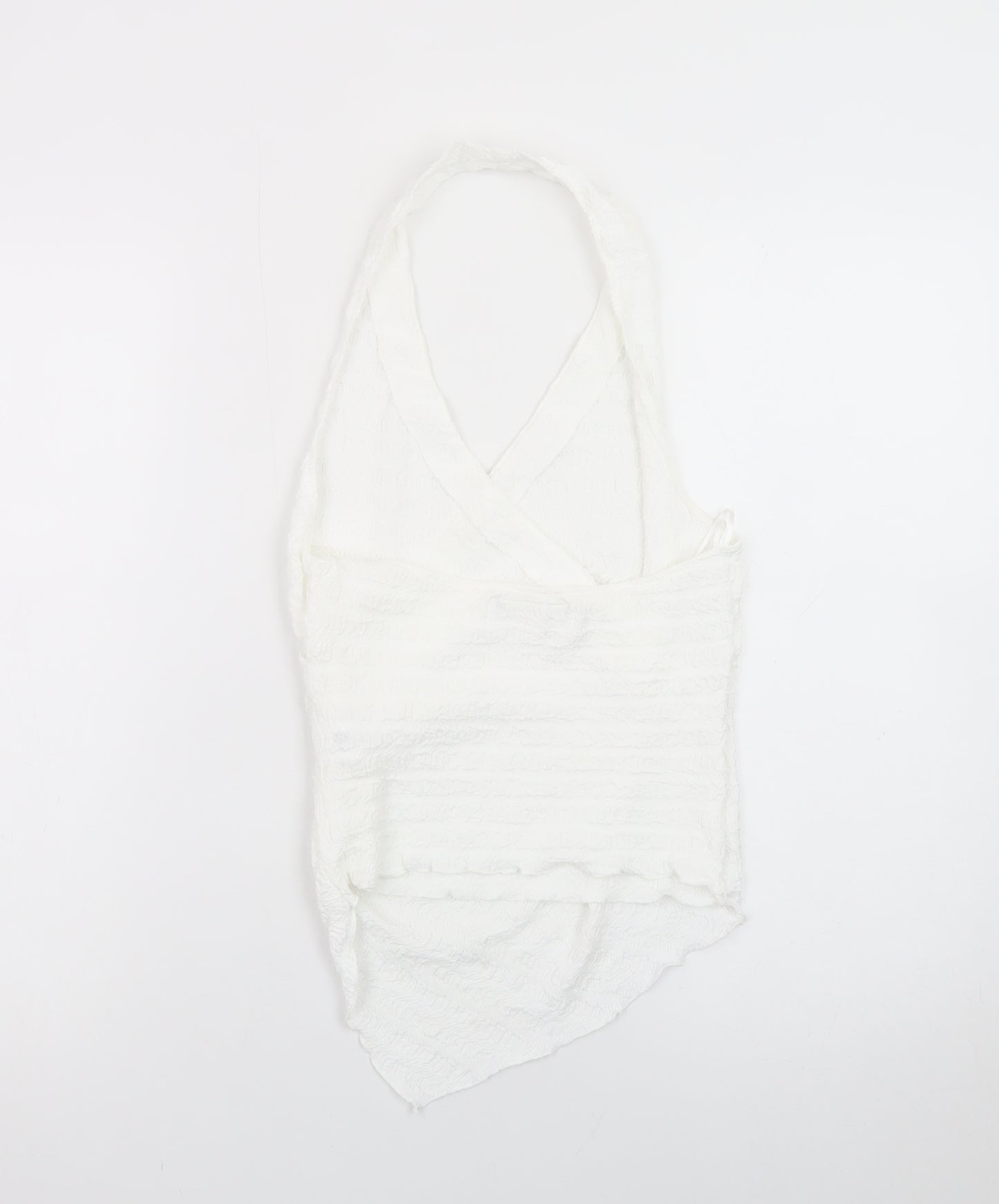 Pull&Bear Women's White Halter Neck Cotton Camisole Top Size 8